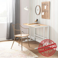Lumisource CH-WINSTON ANCUWW Winston Farmhouse Chair in Antique Copper Metal and White Washed Wood